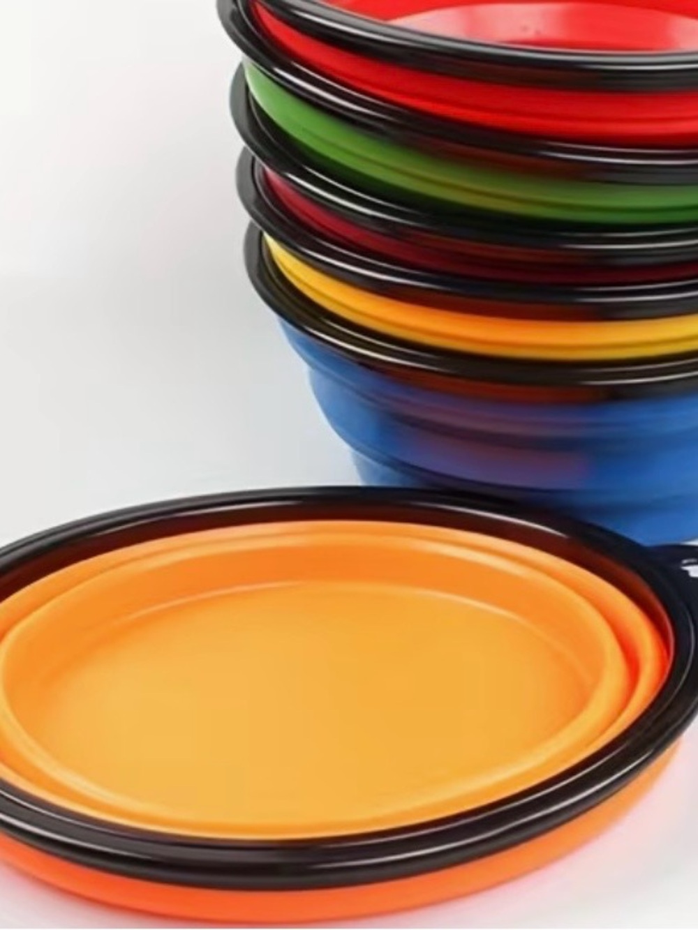 Collapsible Silicone doggie Bowls - Orange, Blue, Green, Red, Yellow Set